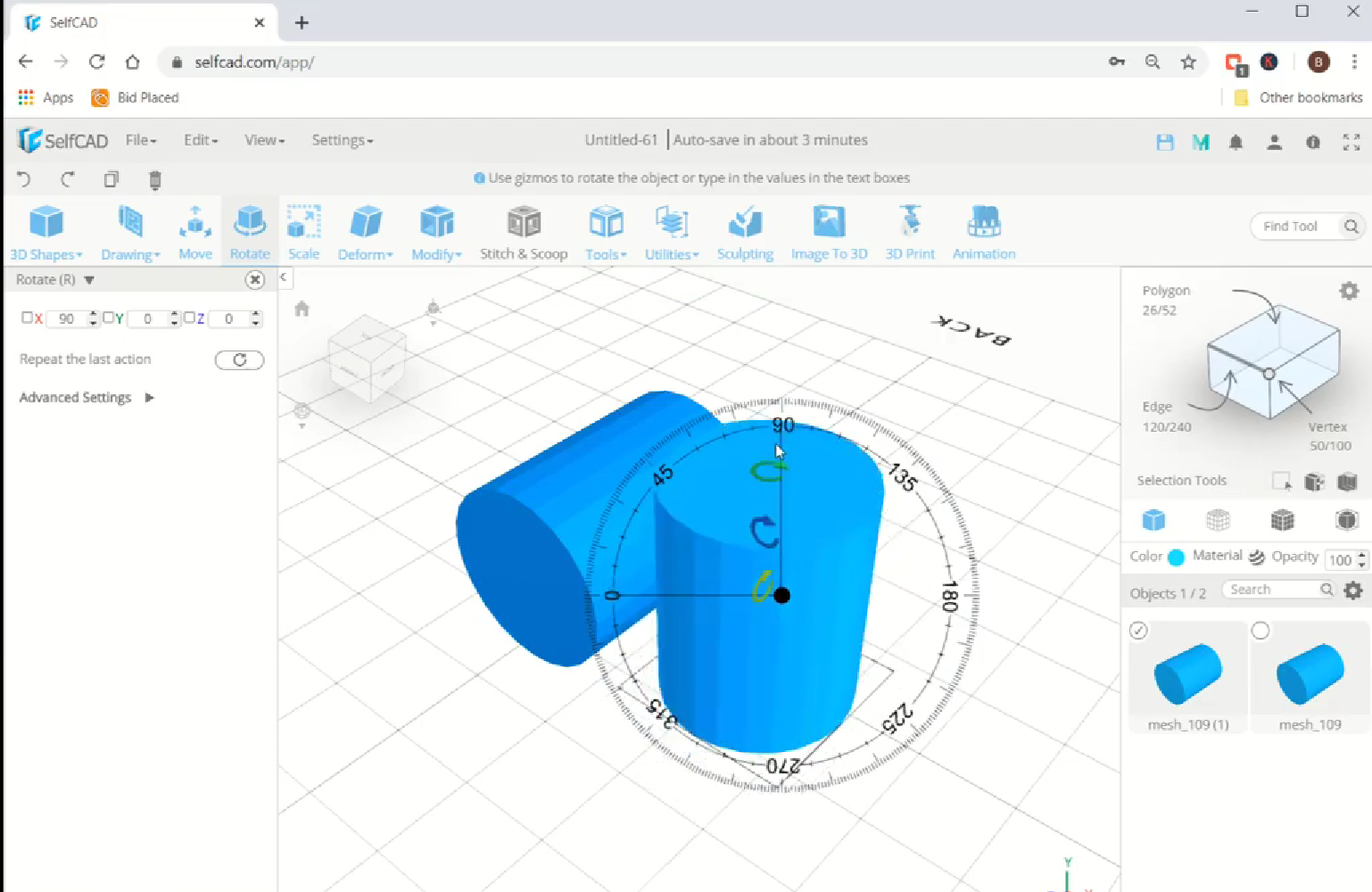 girando el diseño 3D