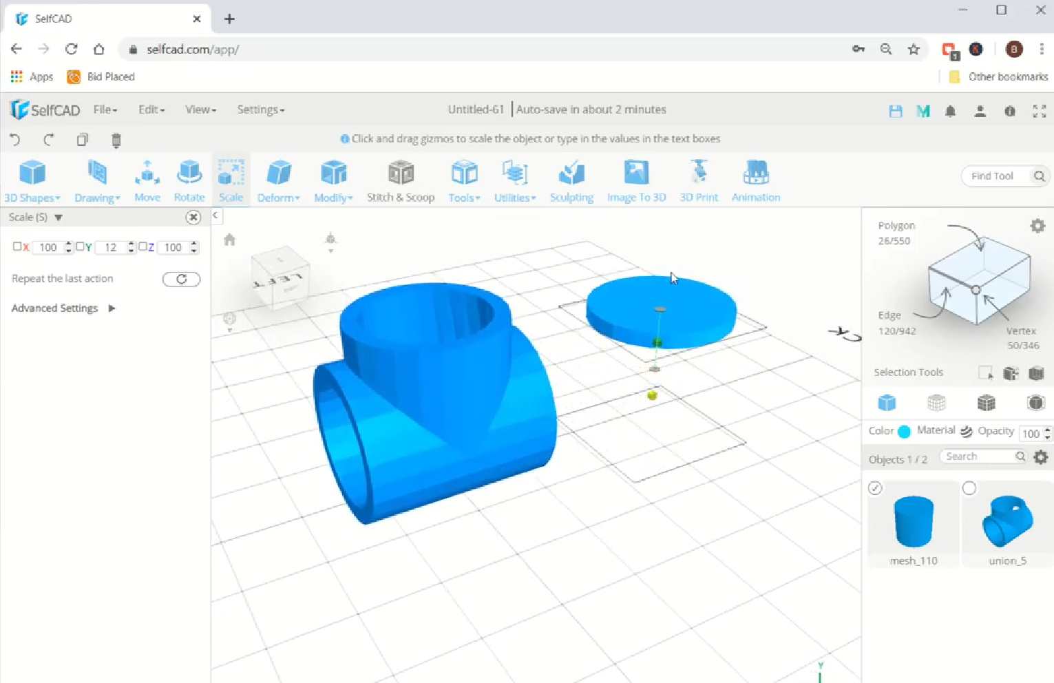 Escalar la base del diseño 3D