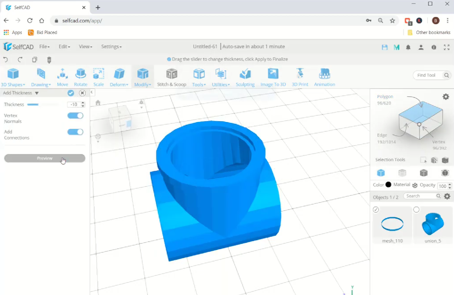 Vaciando el modelo 3D