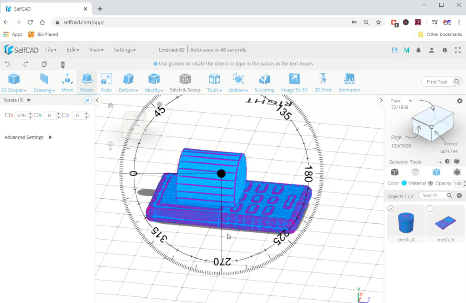 Rotación del diseño 3D