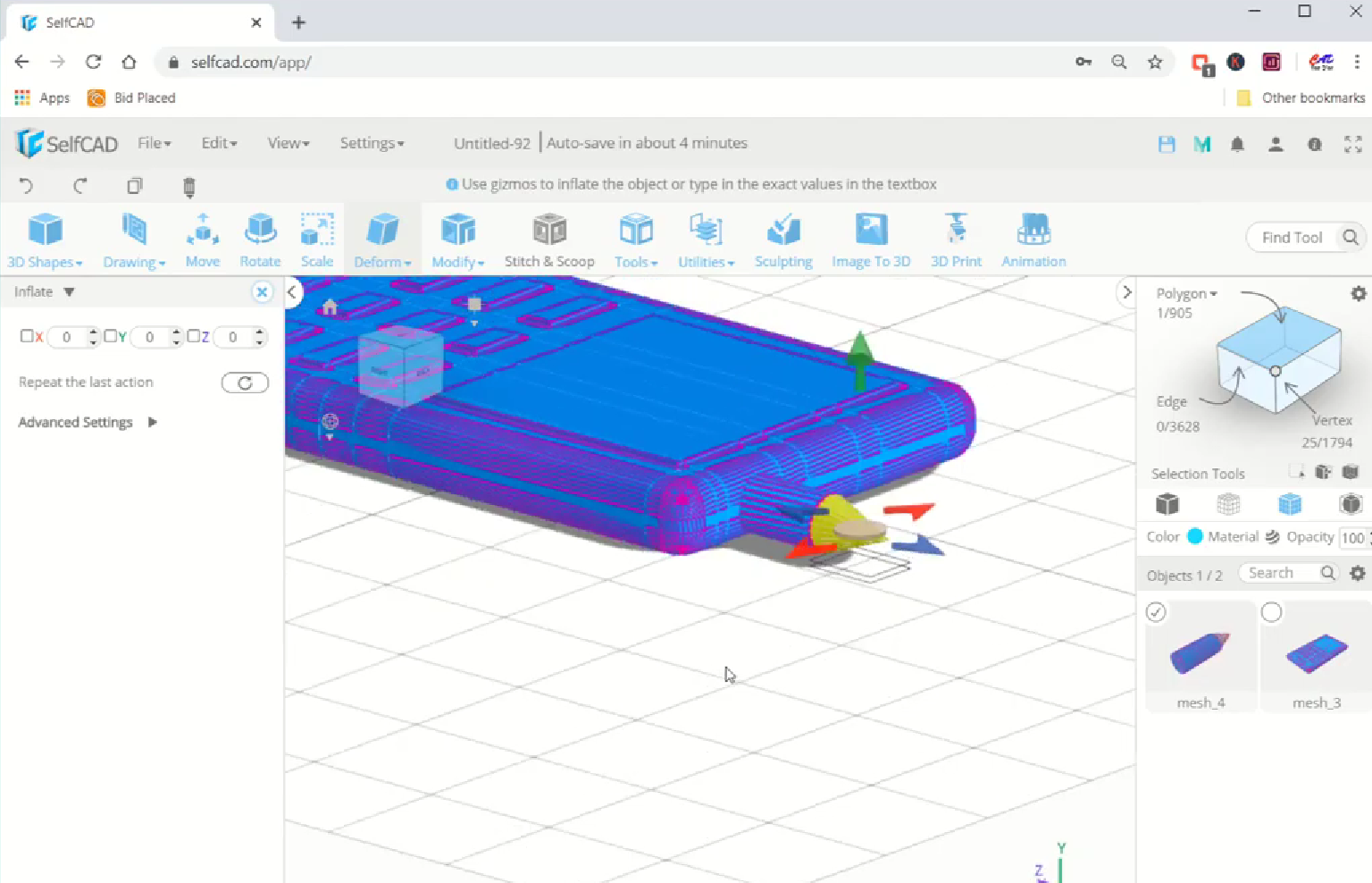 Hinchando el diseño 3D