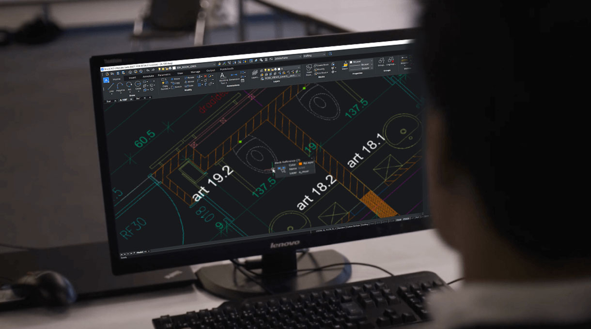 Se está creando un diseño en BricsCAD 