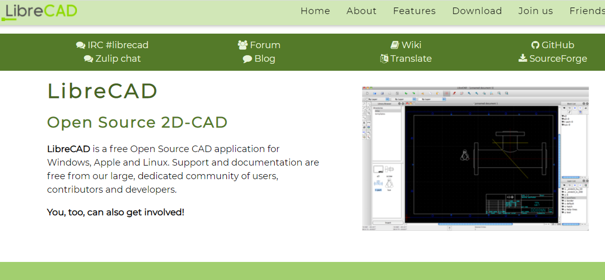 Interfaz de LibreCAD