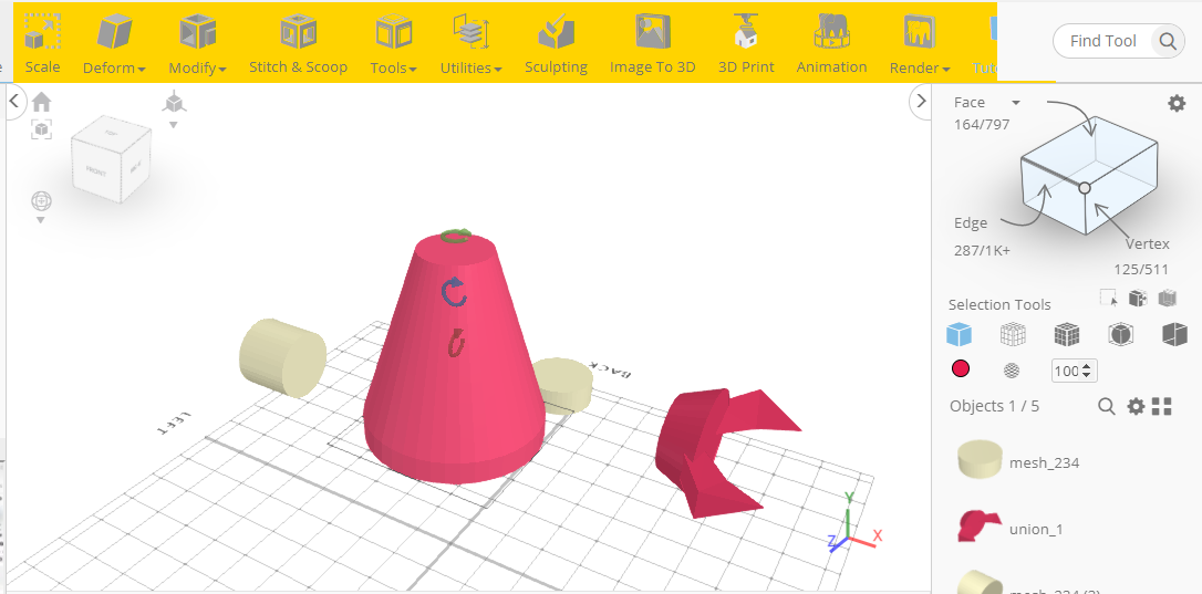 Gira el objeto 3D a -90 grados