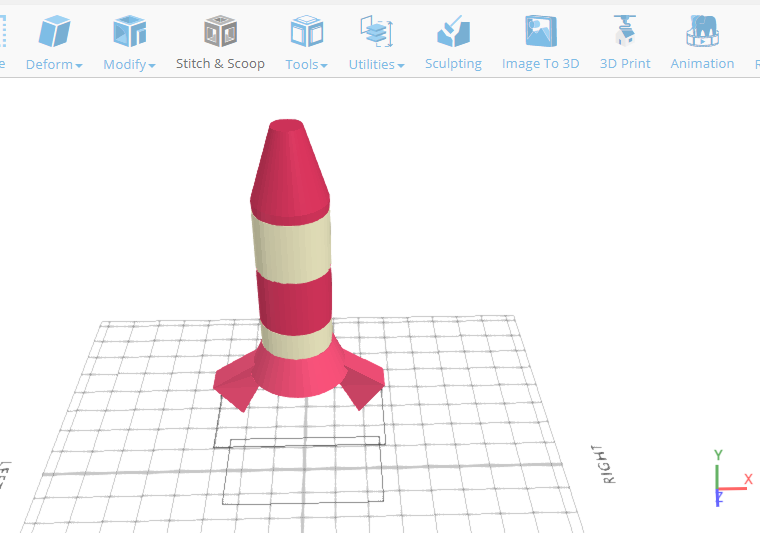 El objeto 3D después del posicionamiento