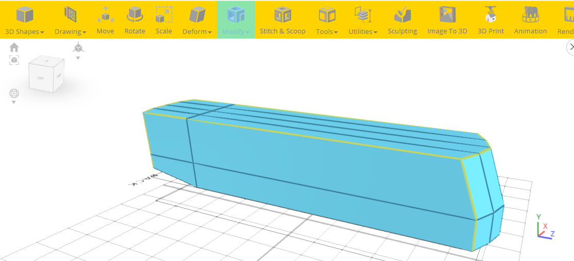 Seleccionando los bordes del objeto 3D para aplicar el filete