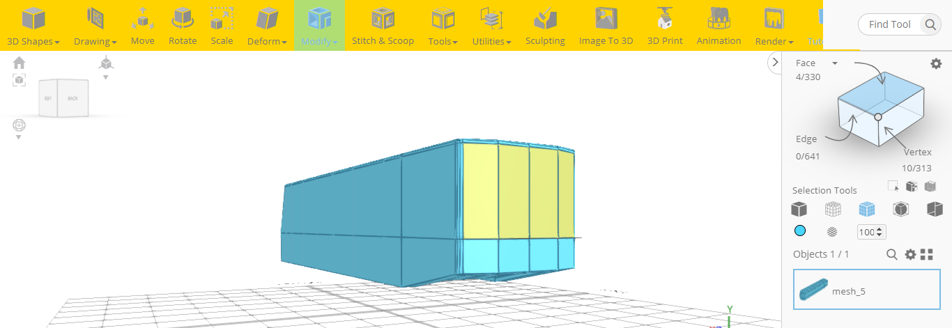 Selección de las regiones del diseño 3D 
