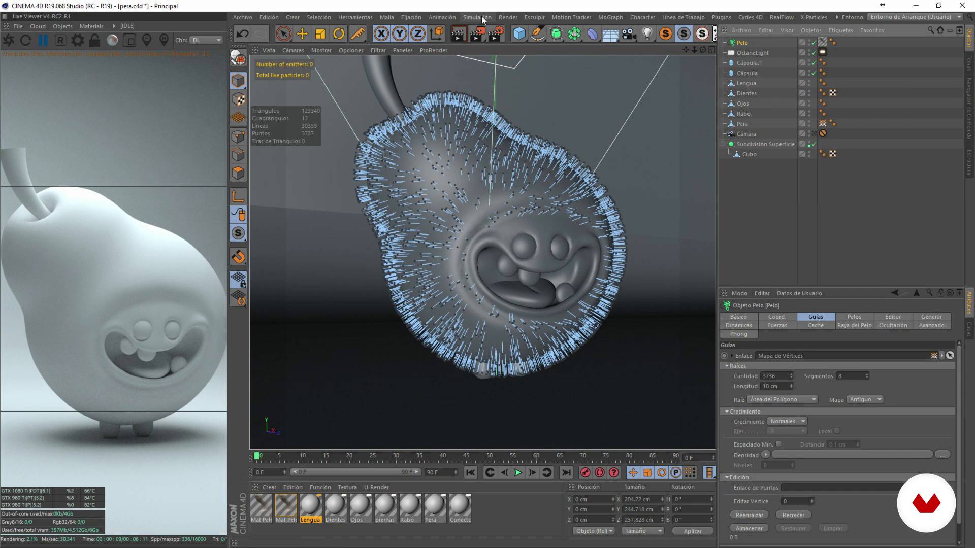 Materiales, pelos, luces y render en Cine 4D 1 |  "Creación de personajes con ZBrush y Cine 4D"  (zigor) |  Domestika