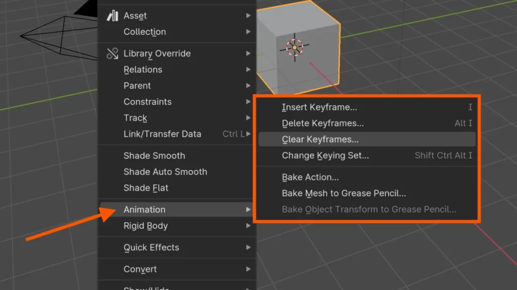 Blender Viewport Object Menu Animation Menu