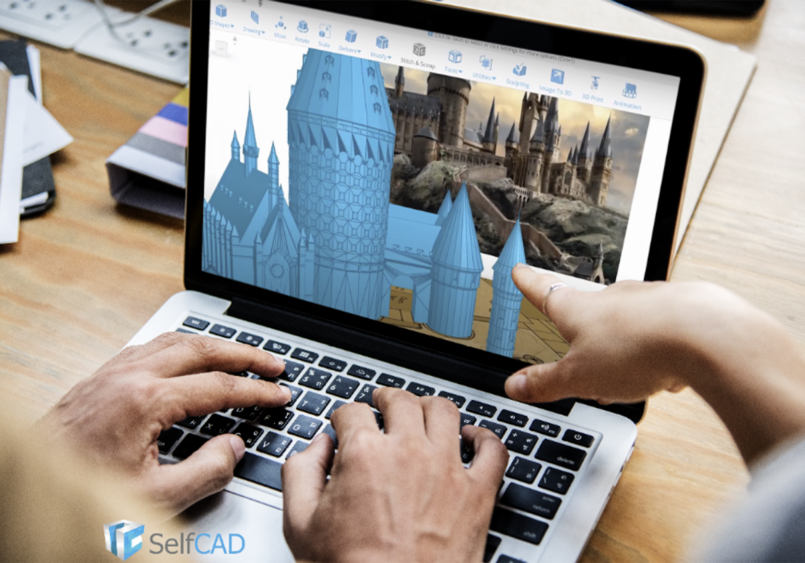 Se está diseñando un modelo 3D en SelfCAD