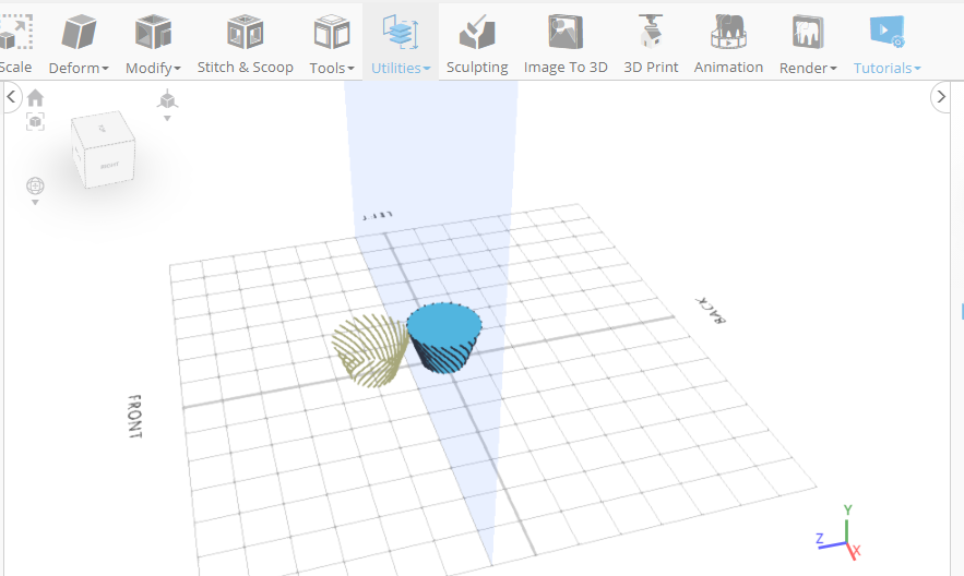 Dos copias del modelo 3D creadas con la herramienta espejo