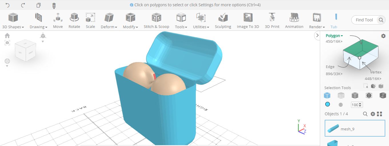 El diseño 3D después de añadir grosor en la parte superior