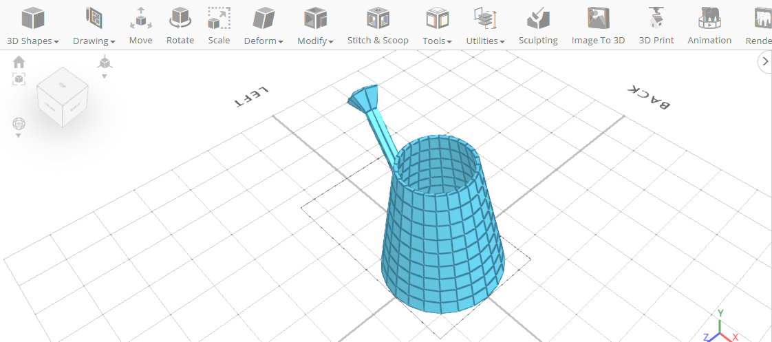 El diseño 3D después de añadir grosor