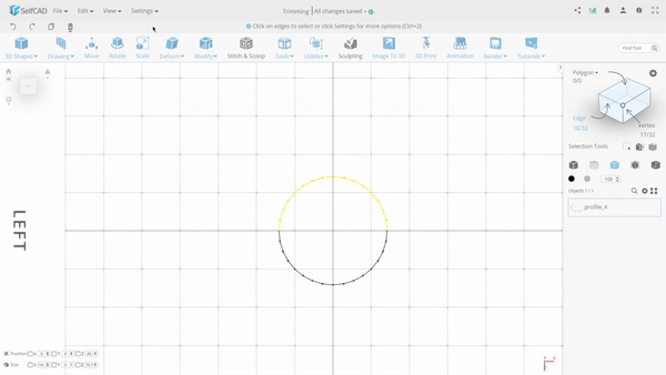 Recorta de perfiles en SelfCAd
