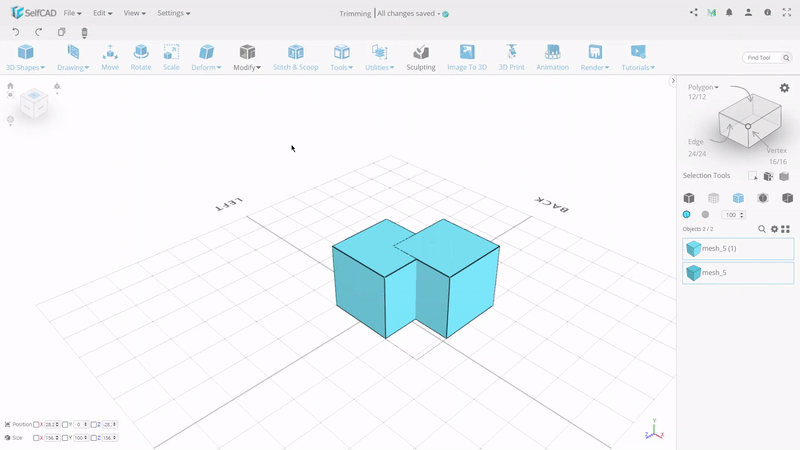 Combinación de mallas en SelfCAD