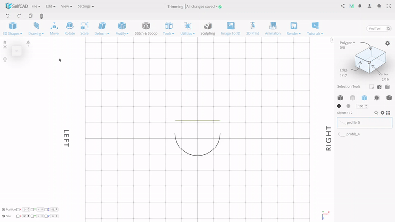 Fusionar perfiles en SelfCAD