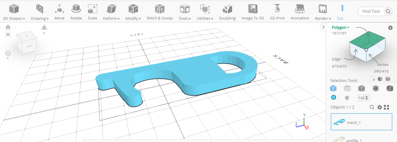 El dibujo convertido en un modelo 3D