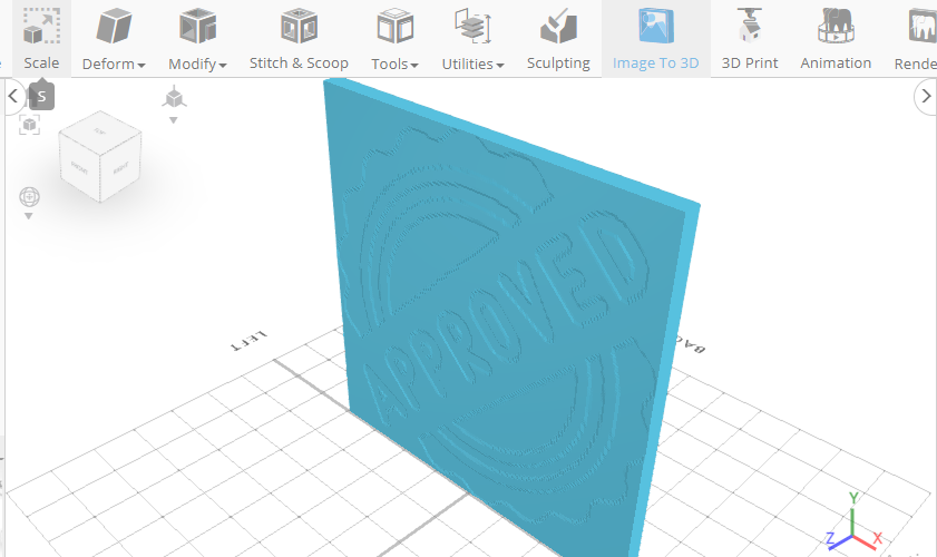 Diseño 3D de un sello en un software de modelado 3D