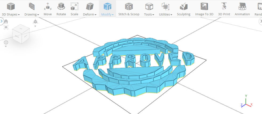 Diseño 3D de un sello en un software de modelado 3D