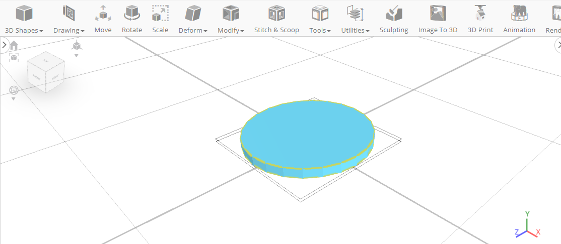 Diseño 3D de un sello en un software de modelado 3D