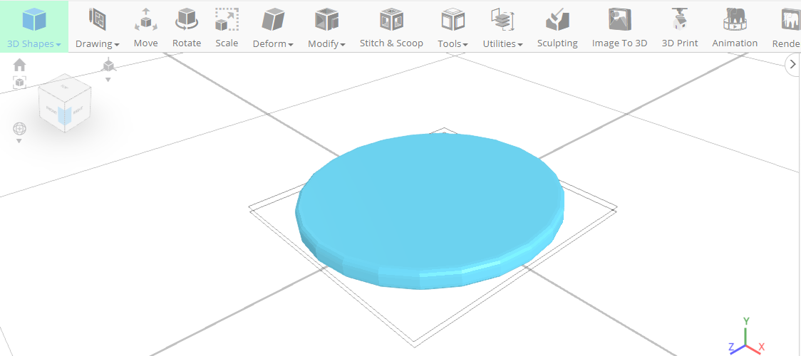 Diseño 3D de un sello en un software de modelado 3D