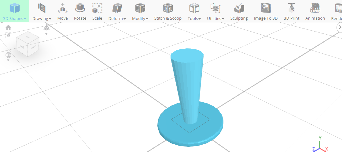 Diseño 3D de un sello en un software de modelado 3D