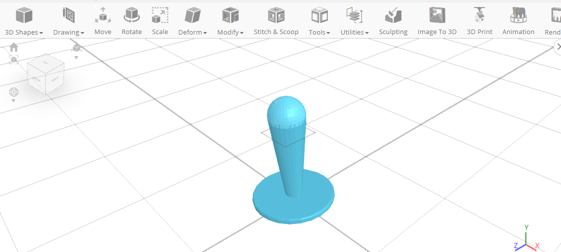 Diseño 3D de un sello en un software de modelado 3D