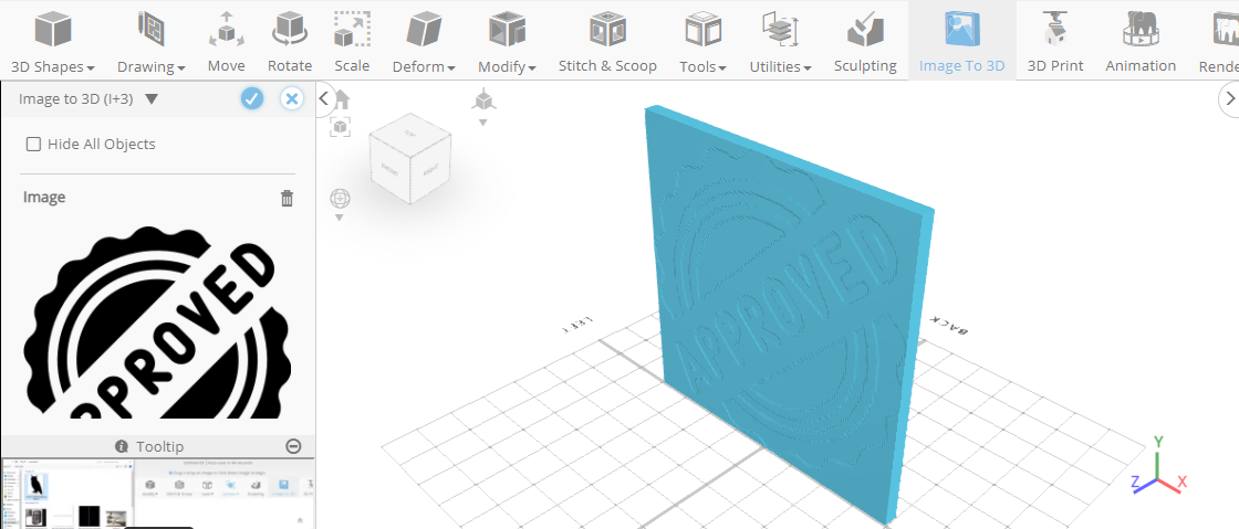 Diseño 3D de un sello en un software de modelado 3D