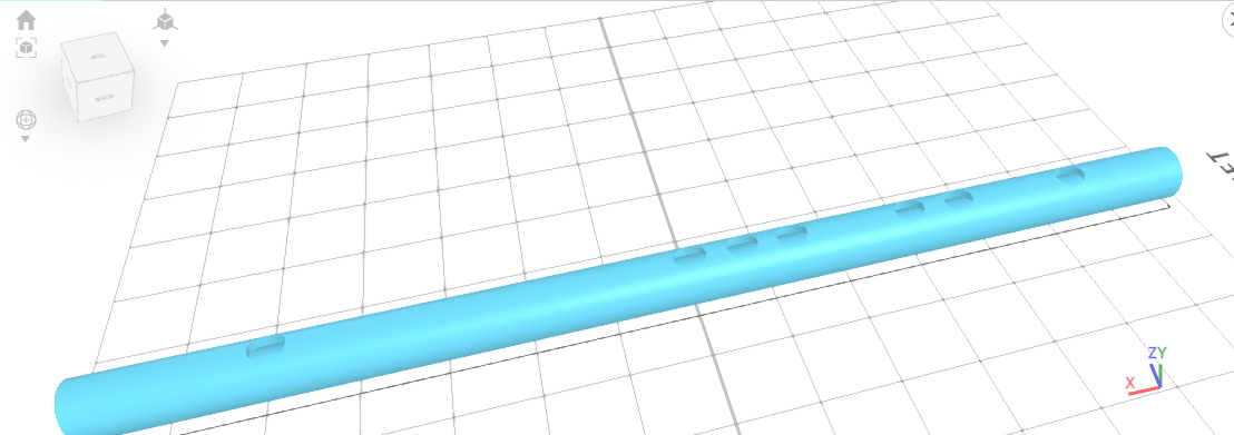 Diseño 3D de una flauta en un software de modelado 3D