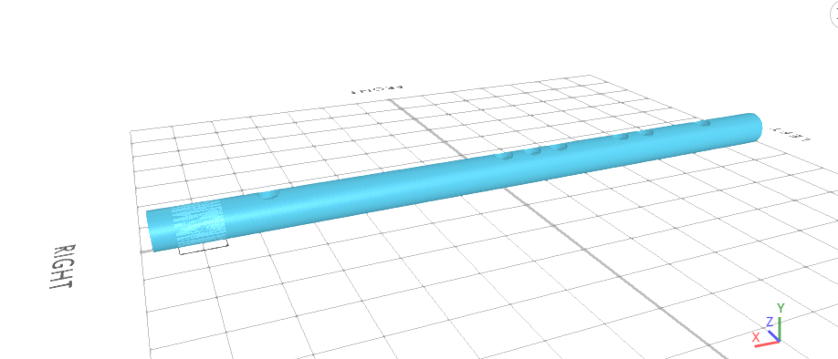 Diseño 3D de una flauta en un software de modelado 3D