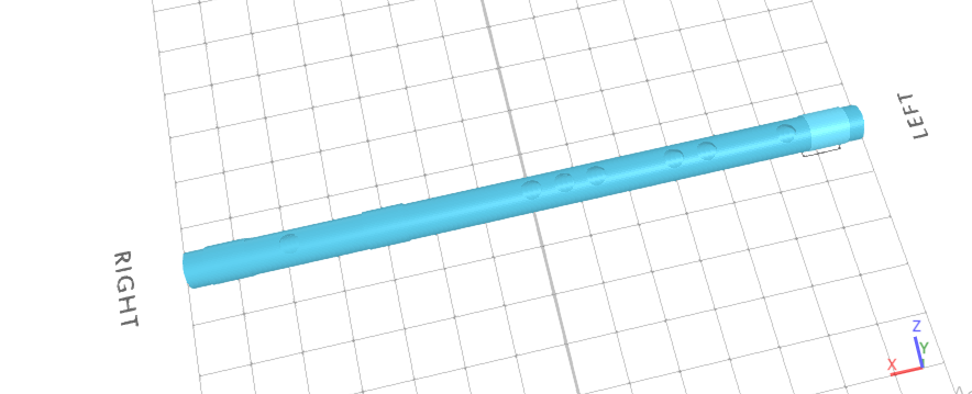Diseño 3D de una flauta en un software de modelado 3D