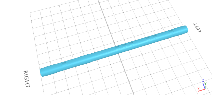 Diseño 3D de una flauta en un software de modelado 3D